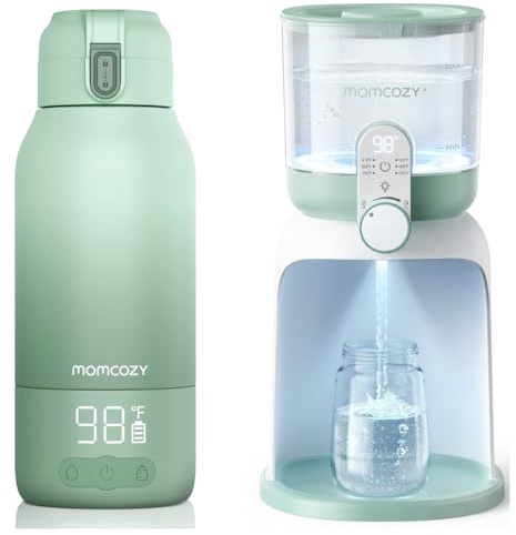Momcozy Flaschenzubereiter Baby mit Dual-Licht, Schneller Flaschenwärmer zur Milchzubereitung & Momcozy MW05 Tragbarer Flaschenwärmer Baby für unterwegs, 500ml Kapazität
