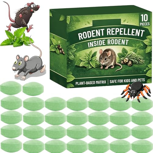 30pcs Natürliche Rattenabwehr,Rattengift Extra Stark mit Netz,Rattengift Portionsköder mit Pfefferminzöl,Mäuseabwehrmittel Extra Stark Ratten Mäuse Portionsköder für Innenräume (30pcs)
