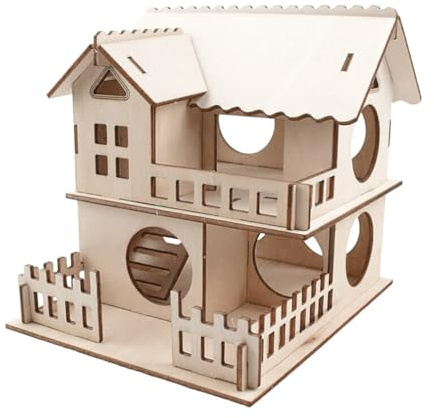 COMPUKAS Hamsterhaus Breitem Eingang mit Doppelstöckigem Design und Kreatives Nagetierspielzeug mit Leiterbrett Zubehör für Hamster und Ratten für Käfige