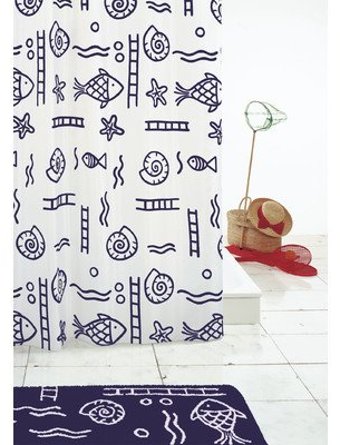 RIDDER Duschvorhang Textil Neptun blau 120x200 cm