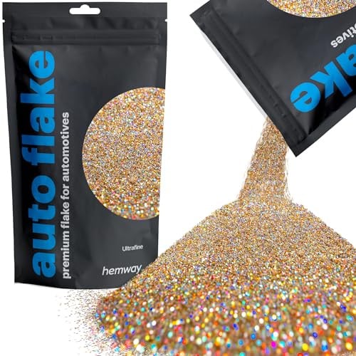 Hemway Auto Flake Glitter for Paint 100g Ultrafine Gold Silver Holographic | Metal Flake for Custom Auto Paint & Coatings, for Car, Motorbike, Truck, Vehicles, Automotives