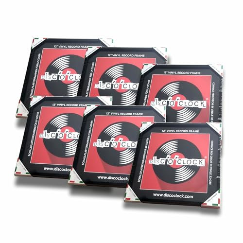 DISCOCLOCK - Cornice Quadrata Nera per Dischi in Vinile - 32x32cm in Alluminio - Made in Italy (6 pezzi)