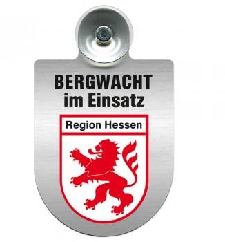 Einsatzschild mit Saugnapf - Bergwacht im Einsatz - incl. Regionenwappen nach Wahl 393807 Farbe Region Hessen