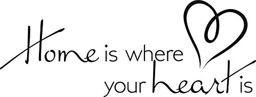 GRAZDesign Wandtattoo Wohnzimmer Sprüche Home is where your heart is, Wandaufkleber Familie - 105x40cm / 070 schwarz