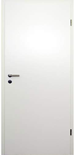 HORI® Zimmertür Komplettset mit Zarge und Edelstahl Türdrücker I Innentür CPL Weiß I Größen und BB- oder WC-Schloss wählbar I 1985 x 860 x 100 mm I DIN rechts