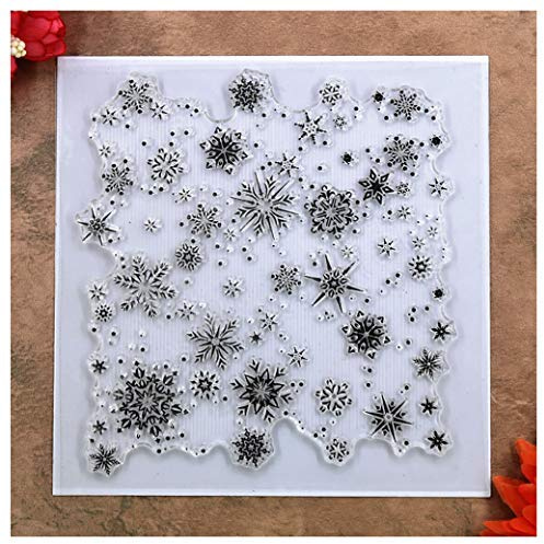 Kwan Crafts Weihnachts-Schneeflocken-Hintergrund, klare Stempel für Karten Basteln und Basteln