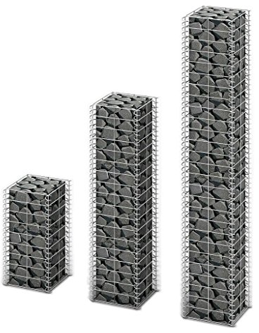 Tidyard Gabionen-Set 3-TLG/Steingabione/Steinkorb, aus Verzinktem Stahl, 25 x 25 x 50/100/150 cm(L x B x H) (3 Stück)