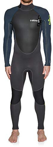 C-Skins 2023 Mens Element 3/2mm Back Zip Wetsuit - Anthracite Slate Lime - Breathable - Xtend neoprene upper body Mens Wetsuit - M