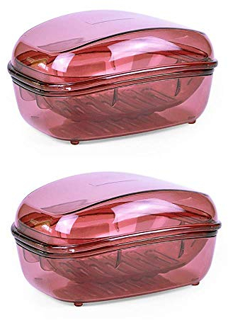 HomeFairy Lot de 2 boîtes à savon en plastique transparent pour la maison, la cuisine, grande taille, style 2