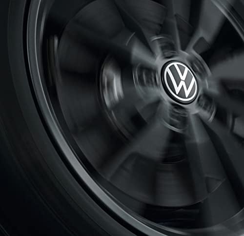 Volkswagen 000071213D Nabenkappe für LM-Felge, dynamisch, mit stehendem Logo im Fahrbetrieb, Schwarz