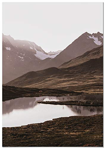 Panorama Poster Lyngseidet Noruega 21x30cm - Gedruckt auf 250g-Papier - Wandbild Wohnzimmer - Papierplakat Schlafzimmer