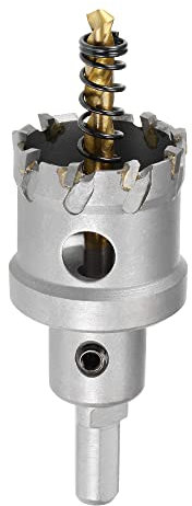 sourcing map Coupe-trou en carbure de tungstène de 35 mm, scie-cloche pour tôle d'acier inoxydable, tige triangulaire antidérapante, avec foret central revêtu de titane
