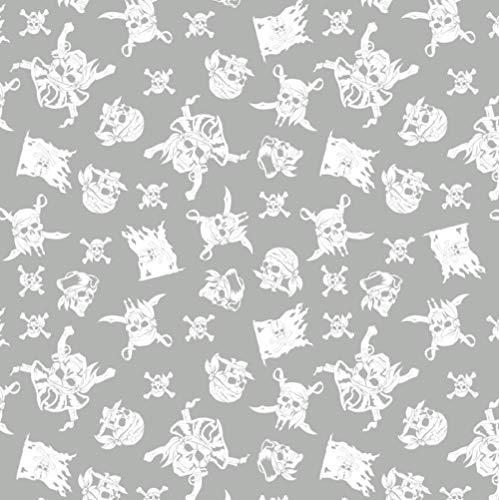 Pingianer Jersey Stoff Totenkopf Meterware 9,69€/m² 94% Baumwolle 6% Elastan 50x165cm Jerseystoff Meterware Handwerken Nähen Stoff (Totenkopf Grau, 100x165cm)