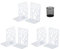 Buchstütze, 3 Paar Buchstützen aus Metall, Buchhalter Regal, CD, Ordnerhalter DVD, Dekorativer Buchstaender für Schwere Bücher, Bücherstützen für Home Office, Bücherstopper, mit 1 Stifthalter(Weiß)