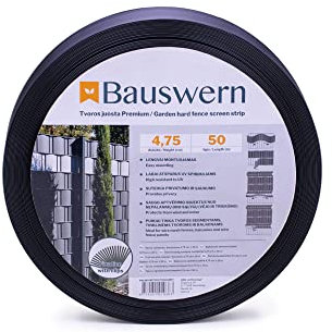BAUSWERN Premium 700g PP Sichtschutzstreifen für Doppelstabmatten (Sichtschutz für Zaun, Mattenzaun) - Wetterfest, Wartungsfrei, Leichte Montage - 700g/m² mit 50m Länge x 4,75cm Höhe RAL7016 (Grau)