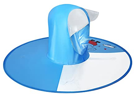 TaissBocco Imperméable pour enfants, imperméable de canard de dessin animé et chapeau de parapluie UFO imperméable pour bébé filles et garçons Poncho chapeau de pluie (Blue, S)