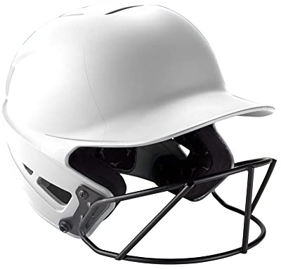 Mizuno F6 Youth Fastpitch Softball Batting Helmet with Mask, White, Youth One Size