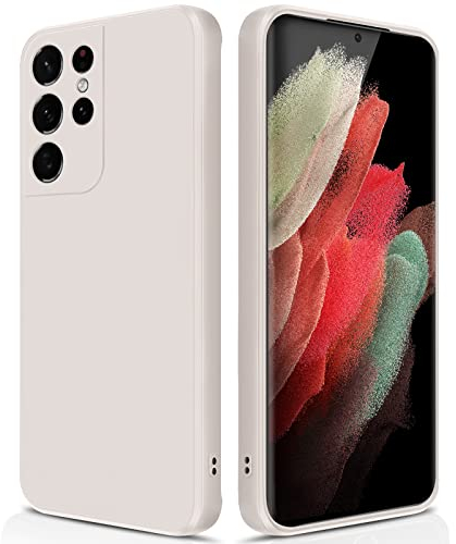 GiiYoon Coque pour Samsung Galaxy S21 Ultra Case en Silicone, Etui de Protection Antichoc Etui Housse Silicone Ultra-Mince avec Couche Intérieure en Fibre et Protection pour Caméra, Blanc