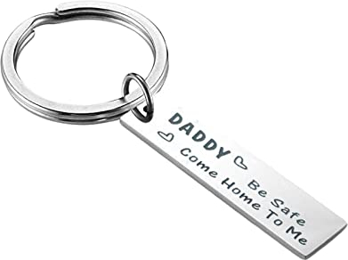 Beydodo Schlüsselanhänger Ringe Edelstahl, Schlüsselbund Personalisiert Daddy Be Safe Come Home to me