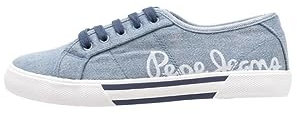 Pepe Jeans Baskets Brady Denim W pour Femme, Bleu d'usine, 5 UK