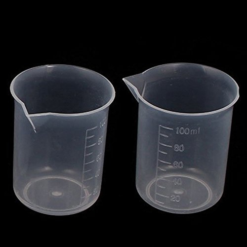 2 Messbecher 100ml klarer Kunststoff Becher feine Skala zum genauen Dosieren kleiner Mengen Einsetzbar als Dosierhilfe für Waschmittel für die Autopflege und in der Küche