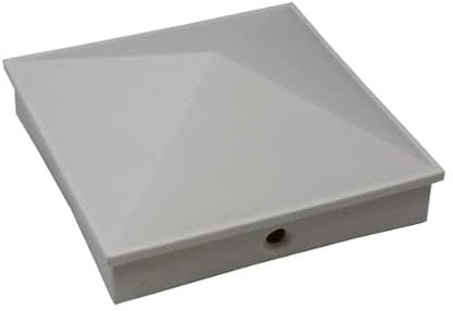 White Plastic Pyramid True 8 x 8 (200mm x 200mm) Fence Post Cap with Pre-Drilled Holes (2)