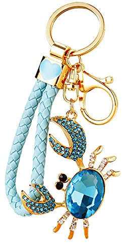 Strass Schlüsselanhänger Krabbe, Auto Schlüsselanhänger Tier Metall Glücksanhänger Schlüssel Keychain Cute Kawaii Schlüsselbund Schlüsselanhänger für Frauen Mädchen Geschenk-10cmx8cm