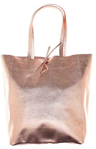 Zwillingsherz Shopper aus 100% Echtleder - Hochwertige Tasche für Damen Frauen Mädchen – Shopper groß und elegant - Schultertasche - rose g