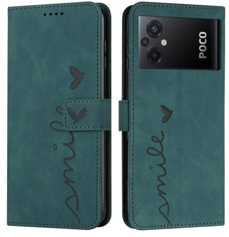 EATCYE Coque pour Xiaomi Poco M4 5G / M5 4G, Étui Housse en Cuir PU Magnétique avec Pochette Portefeuille, Protection Flip (Vert)