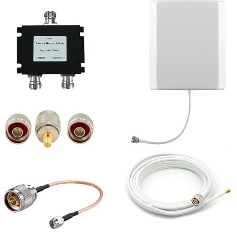 Antena 4G/3G Interior con Divisor de Dos vías y Cable de 10 Metros, más Conectores