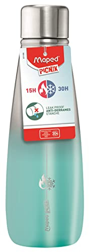 Maped Picnik - Bouteille Isotherme en Acier Inoxydable - Bouteille Étanche - Double Paroi, Longue Conservation Froid et Chaud - Turquoise, 500 ml