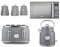 Tower Renaissance Kettle, 4 Slice Toaster. 20L 800W Digital Microwave & Tea, Coffee, Sugar Canisters Matching Set of 6 in Grey