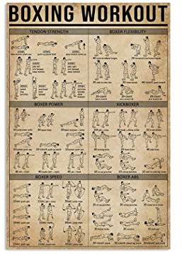 Boxing Knowledge Sport,12 * 8 Inches Vintage Funny Poster Wall Decor Art Gift Retro Picture Metal Sign