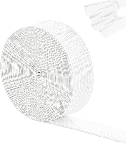 Elastique Couture, 10 Mètres Bande élastique, Ruban élastique 15mm de Large, pour Pantalons Élastiques, Ménage Bricolage Artisanat, Blanc
