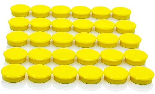 PYJLBX Fridge Magnets, Whiteboard Magnets, Fridge Magnets for Adult, Notice Board, Planning Boards (Yellow, 30 Pack)
