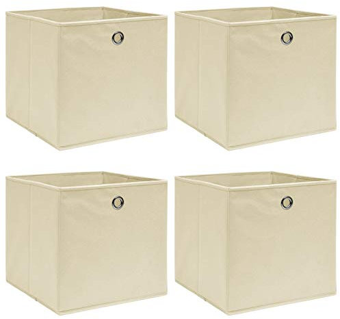 Homgoday Aufbewahrungsboxen 4 Stück Creme 32 x 32 x 32 cm aus Stoff, Truhen und Truhen für den Außenbereich, Aufbewahrungsbox für Gartengeräte, Sitzsack für den Außenbereich, Truhe für den