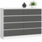 AKORD | Kommode K-140 mit 8 (2 x 4) Schubladen | für das Wohnzimmer Schlafzimmer Schrank Büro Arbeitszimmer | Modernes Funktionales Design | B138 x H99 x T40 cm, Gewicht 72 kg | Grau