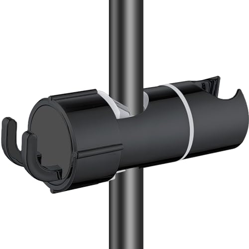 Support Pommeau De Douche Avec 2 Crochets, Universel Support De Douche 16~27mm à Diamètre Réglable Adapté à La Barre De Douche Support Ersatz Duschbrause Halterung Aus Gebürstet 360°Drehbarer Noir