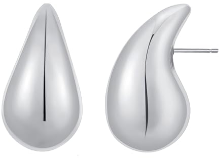 Rajputana Dupes Ohrringe Klein Drop Earrings Small Chunky Silver Earrings for Women Teardrop Tropfen Ohrringe Vergoldet für Frauen Mädchen Mode Trendy lightweight Hypoallergenic Schmuck