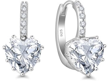Starchenie Orecchini Donna Sterlina Argento 925 Cuore Bianco Zirconi Pietra Portafortuna Orecchini Compleanno Gioielli