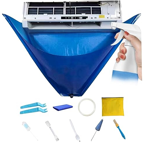Kit de Limpieza de Aire Acondicionado 9 Piezas Impermeables a Prueba de Abertura a Prueba de Salpicaduras divididas Cubierta de Limpieza de Aire Acondicionado Kit de Drenaje de Limpieza de AC