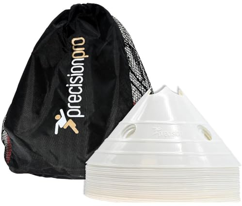 Loops 20 PACK 12x7 Inch Giant Saucer Cone Marker Set - WHITE Football Pitch Training