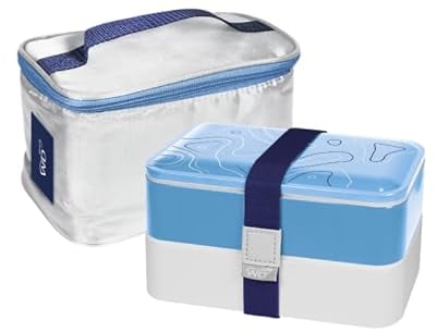 WD Lifestyle - Lunch Box con Coperchio Decorato e Borsetta Termica (Azzurro)