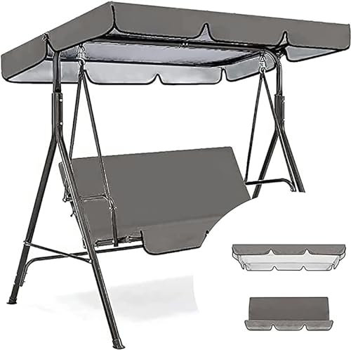 XDRGOOIUY 3 Seat Patio Swing Canopy Top Cover Set, Replacement Swing Chair Awning Glider Swing Cover, Protection Outdoor Garden Furniture Covers