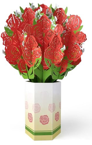 scicent Geburtstagskarte Pop-Up Karte Rosen 3D Geburtstagskarten für Frauen Blumen Glückwunschkarte zum Geburtstag Jahrestag Hochzeitstag Liebeskarte für Frau & Freundin, Ich Liebe Dich Karte - 20541