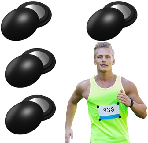 Helweet Startnummernhalter, Startnummer Magnete, Startnummer Befestigung, Magnete zum Einsatz bei Marathon, Geeignet für Startnummern, Taschentücher Oder Andere Kleinteile, 4 Stück, Schwarz