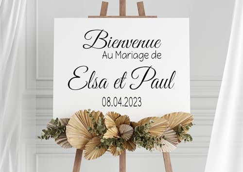 Stickers Panneau Mariage Personnalisés et Personnalisables - Stickers Panneau Bienvenue évènements et fêtes - Décoration de Mariage - Accueillez vos Invités avec Style - Fabrication Artisanale