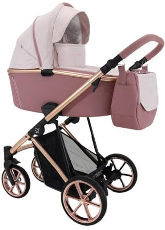 ADABABY - Passeggino Montes, Carrozzina per Bambini fino a 22kg (4 anni), 2 Pezzi con accessori, Facile da Piegare, Moderno, Funzionale, Leggero e Traspirante (Rosa Cipria)