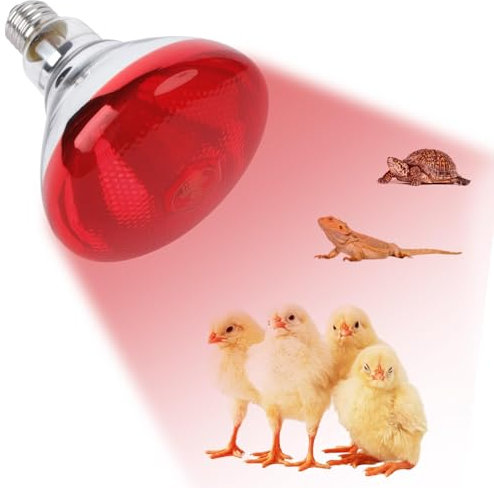 REPTI HOME Infrared Heat Lamp Bulbs for Chicken, 250W Infrared Light Red Heat Bulb, Reptile Heat Lamps for Poultry, Chicks, Puppies, Cats, Pigs, Dogs