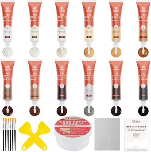 Laminat Reparaturset, Holzkitt Reparatur 23 Stücke Holz Parkett Reparaturset für laminatboden Restaurierung Löchern und Rissen für Holztüren, Tische, Schränken